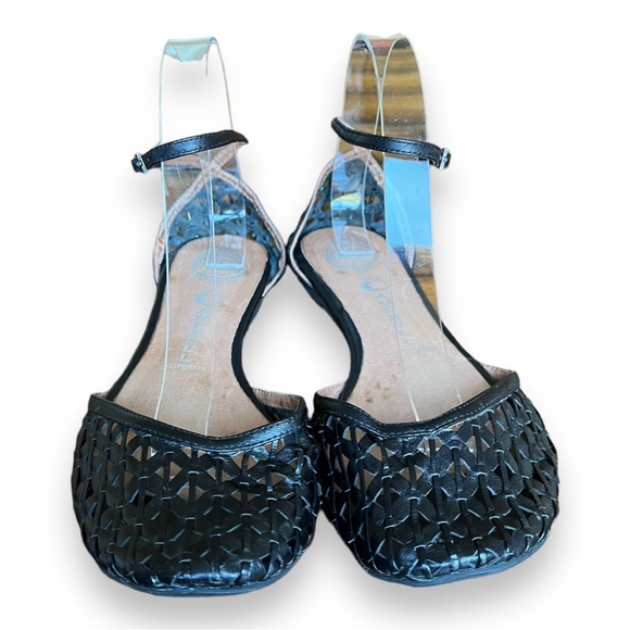 Jeffrey Campbell Black Leather Woven Ankle Strap Flats Size 9 - Picture 3 of 10